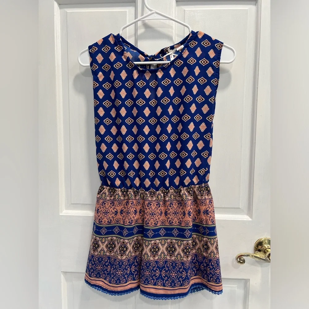 SCOOTER Blue & Pink Lightweight Lined Romper SIZE 10/12 MEDIUM GIRLS Pre Loved